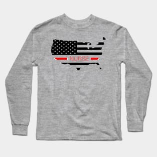 Thin Line Nurse Flag Long Sleeve T-Shirt